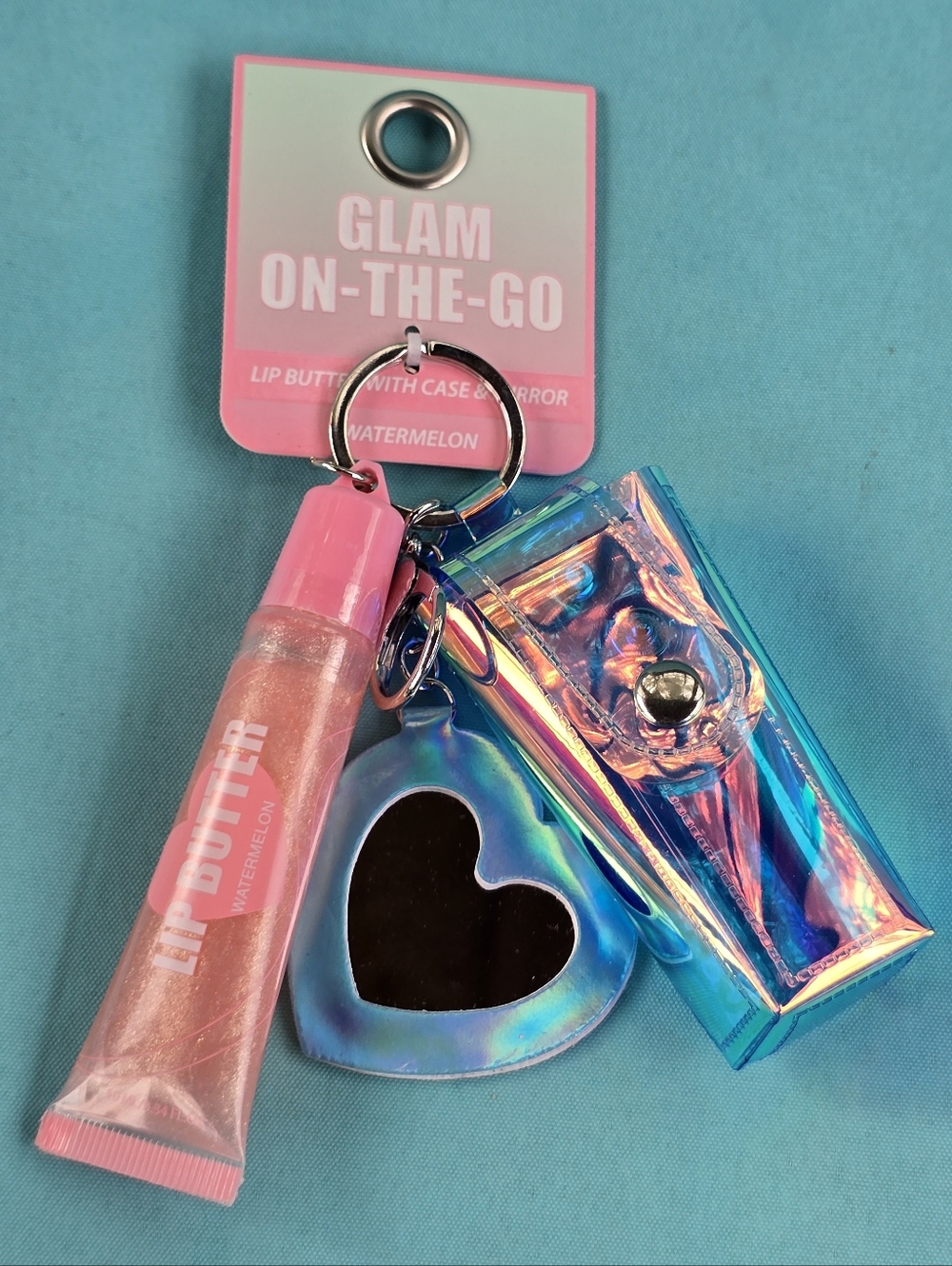 Watermelon Lip Butter Keychain Set - Pink & Holographic - Picture 1 of 4